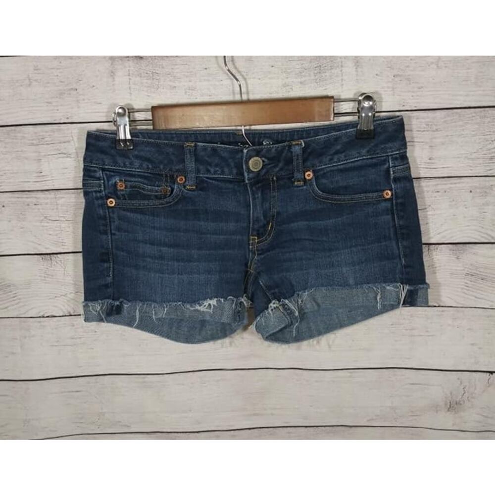 American Eagle Dark Wash Cuffed Jean Shorts Sz 2
